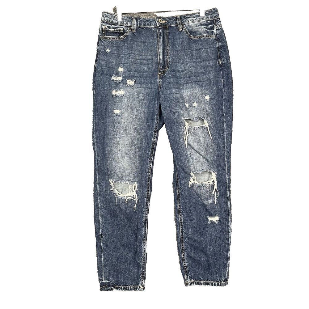 KanCan Jeans Womens 29 11 Blue Beatrice Boyfriend Distressed KC9147D High Rise